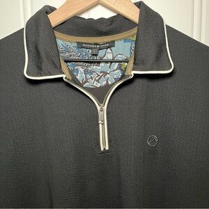 Hammer Made 1/4 Zip Black Polo Shirt w/White Collar Trim Men’s L